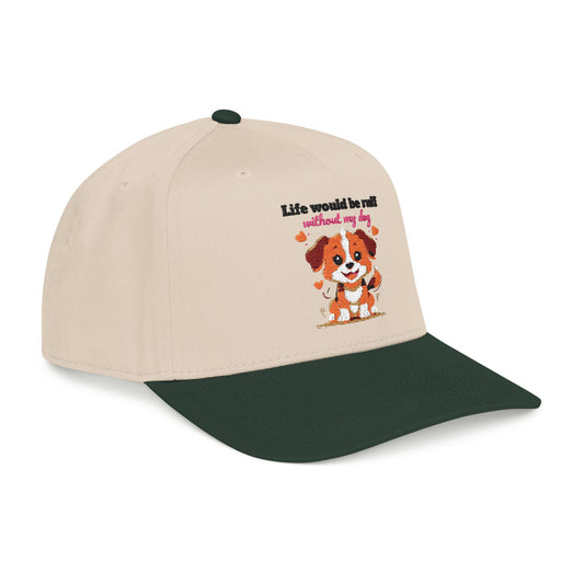 Life Would Be Ruff Puppy Embroidered Baseball Cap