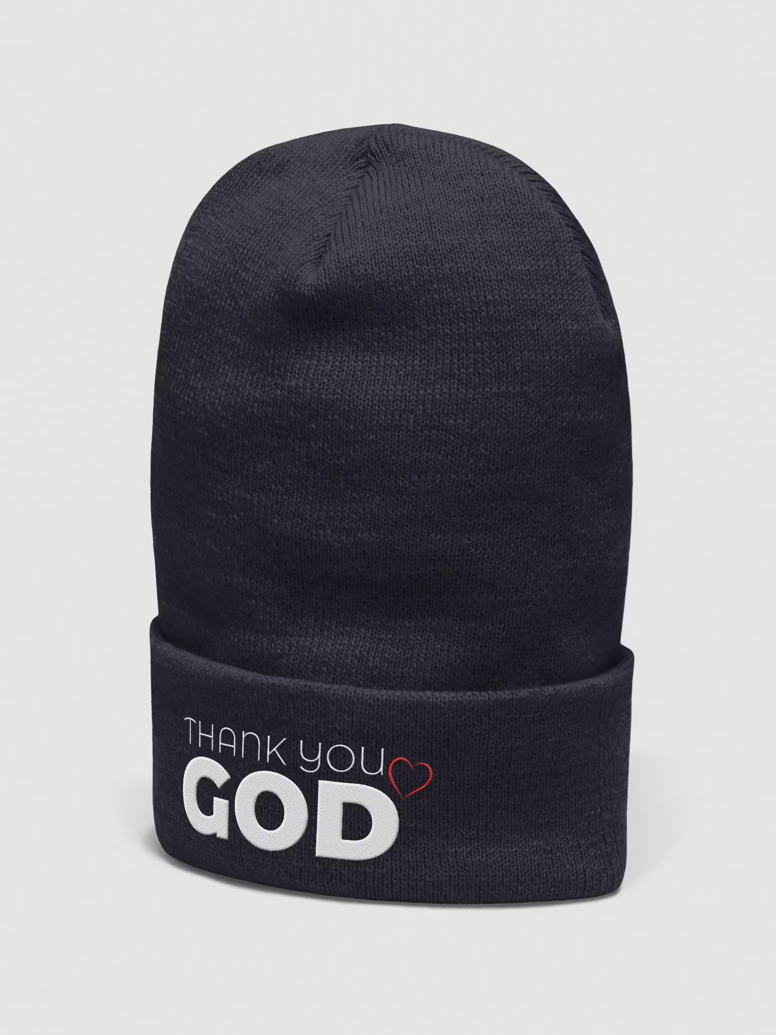 Thank you God Embroidered Cuffed Beanie