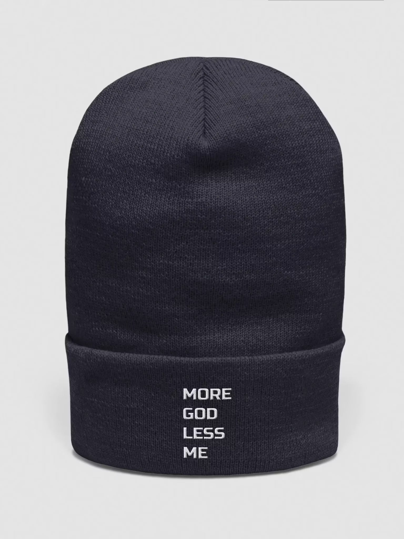 More God Less Me Embroidered Cuffed Beanie