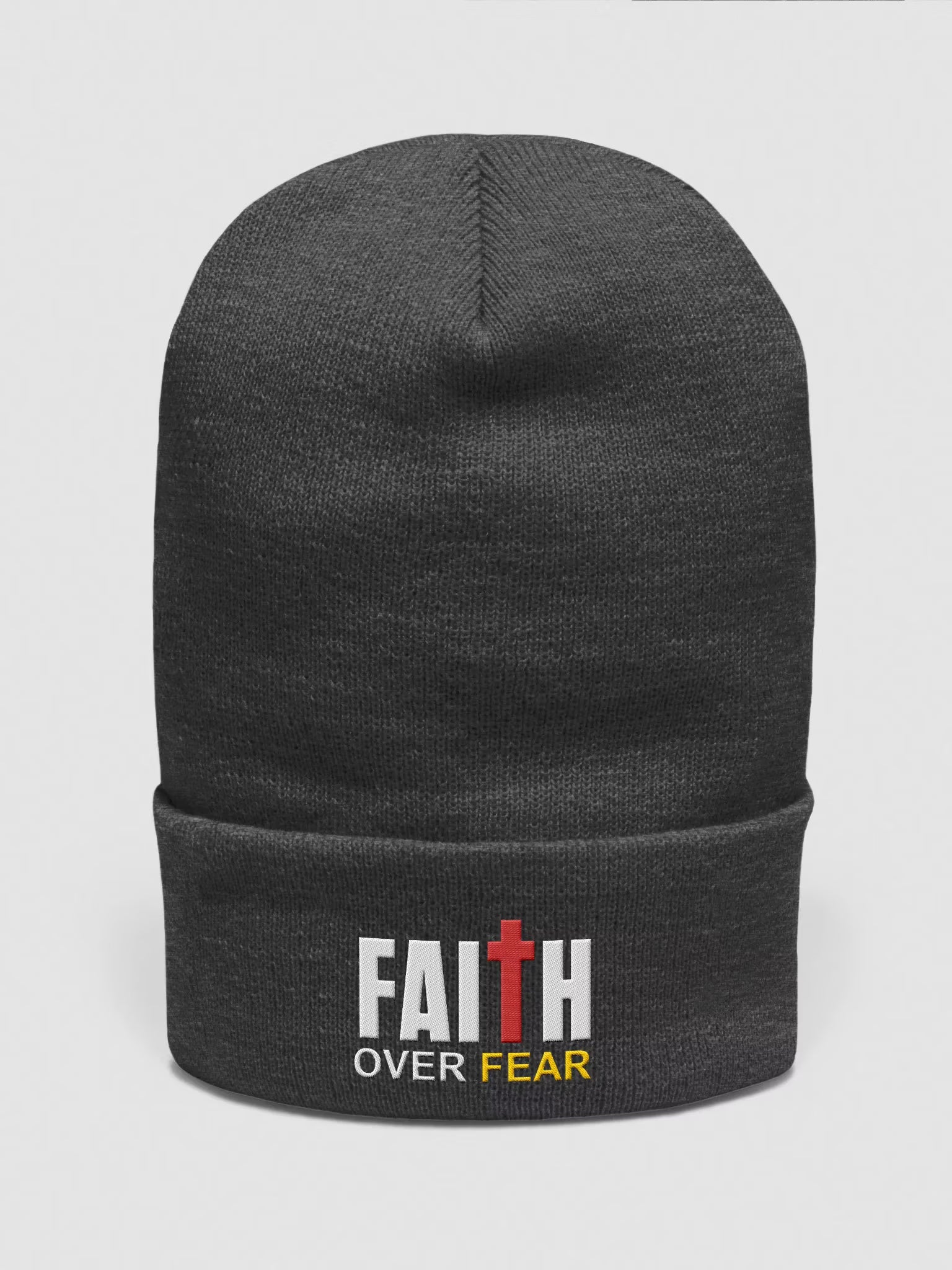 Faith Over Fear Embroidered Cuffed Beanie