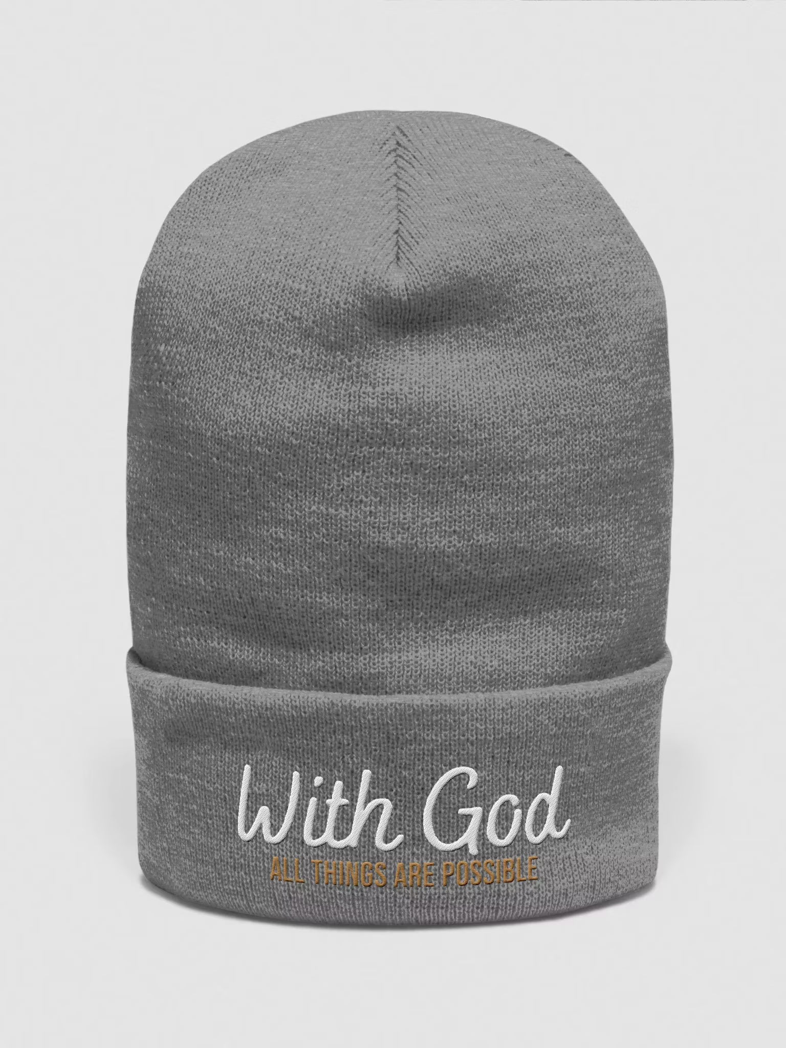 With God All things are possible Embroidered Cuffed Beanie