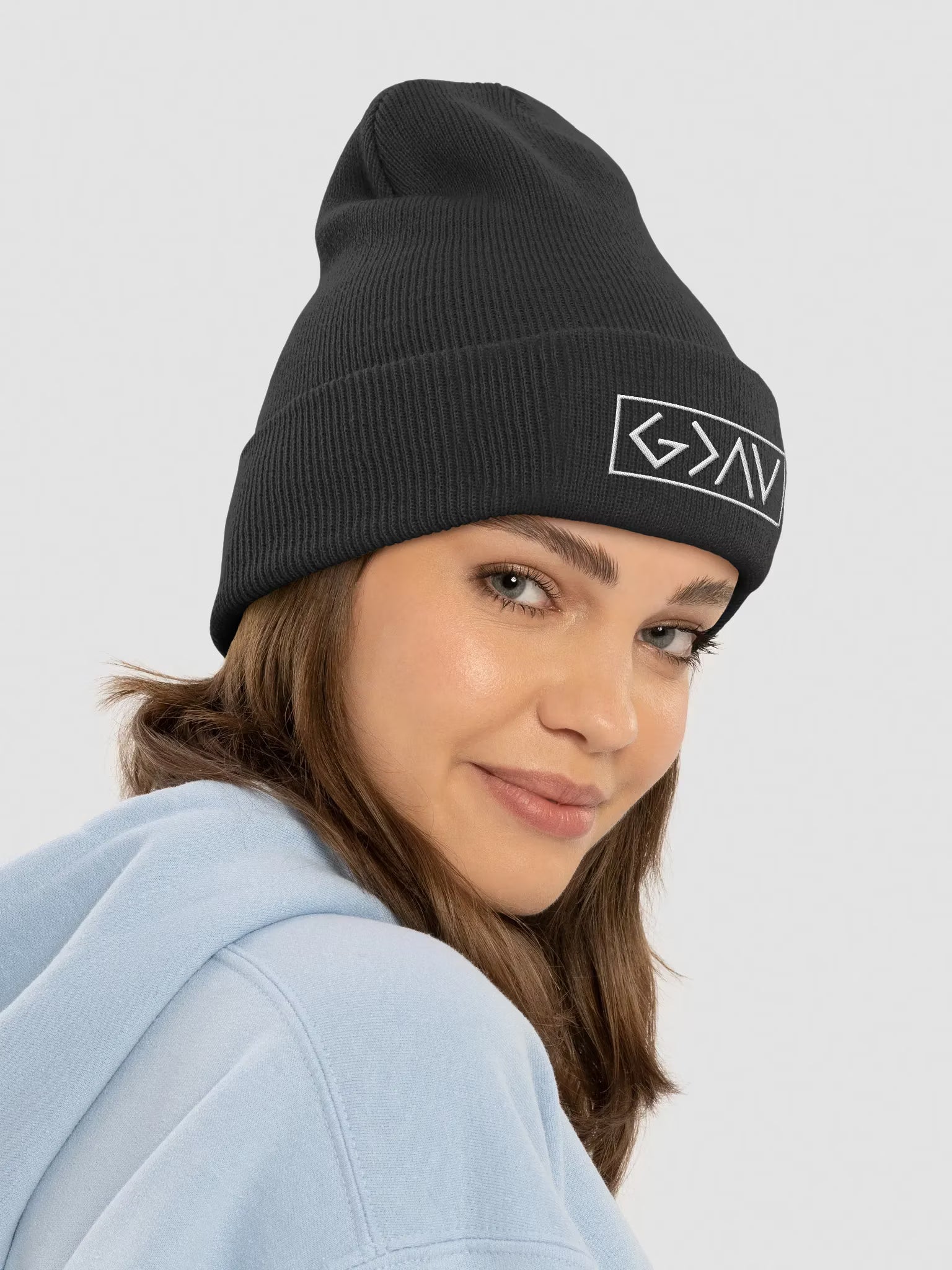 God is Greater than the Highs and Lows Embroidered Cuffed Beanie