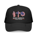 Make America GODLY AGAIN with USA Flag Graphic Trucker Hat