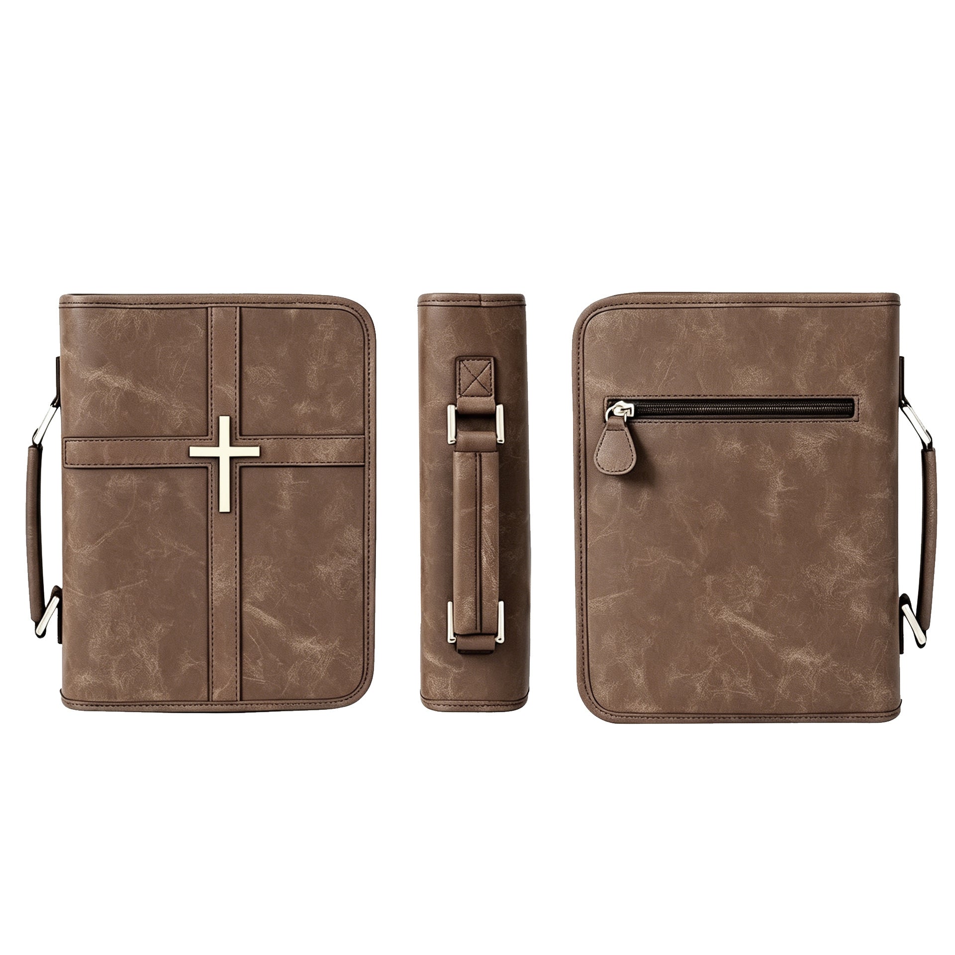 Large-Capacity Multi-Compartment Prayer Book Cover PU Scripture Storage Bag