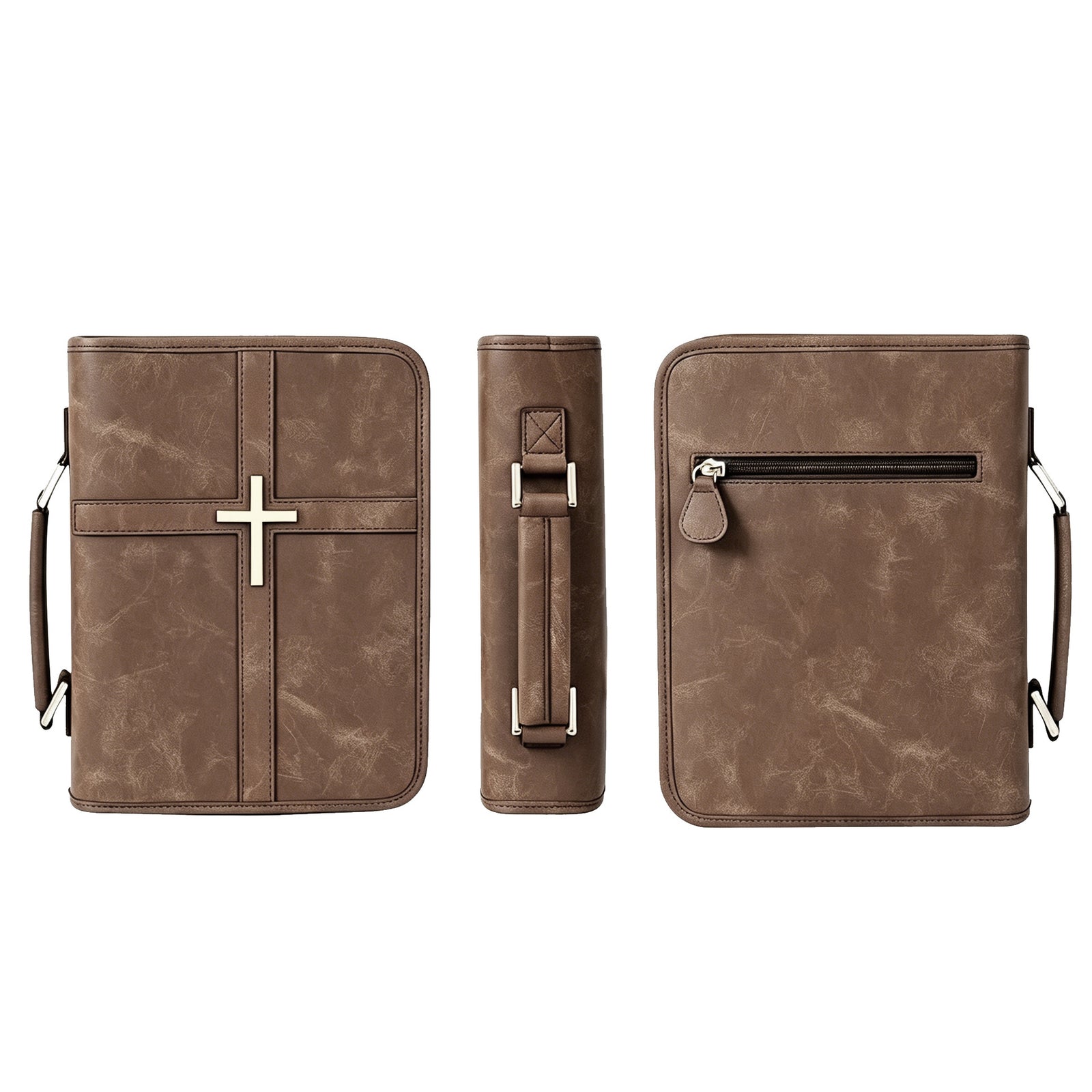 Large-Capacity Multi-Compartment Prayer Book Cover PU Scripture Storage Bag