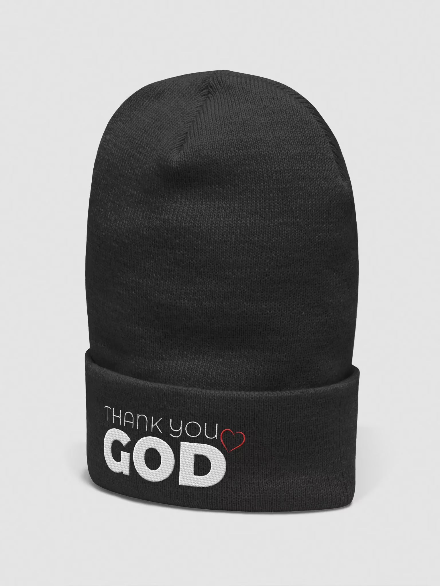 Thank you God Embroidered Cuffed Beanie