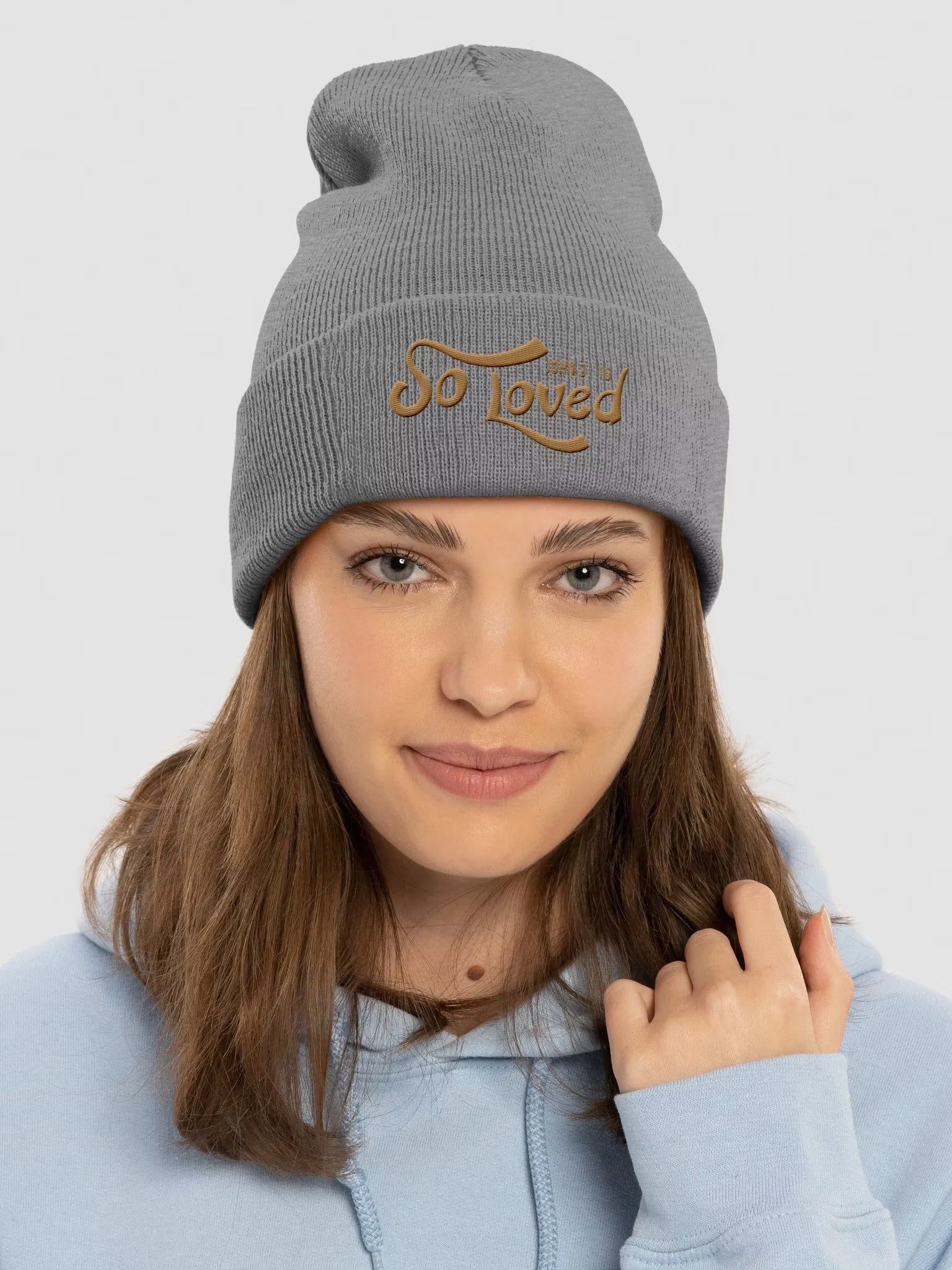 So Loved John 3 : 16 Embroidered Cuffed Beanie