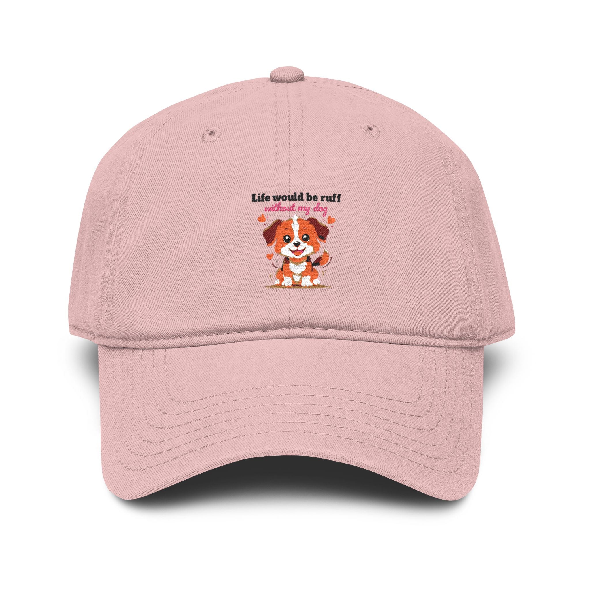 Life Would Be Ruff Puppy Embroidered Baseball Cap — Cute Dog Dad/Mom Hat