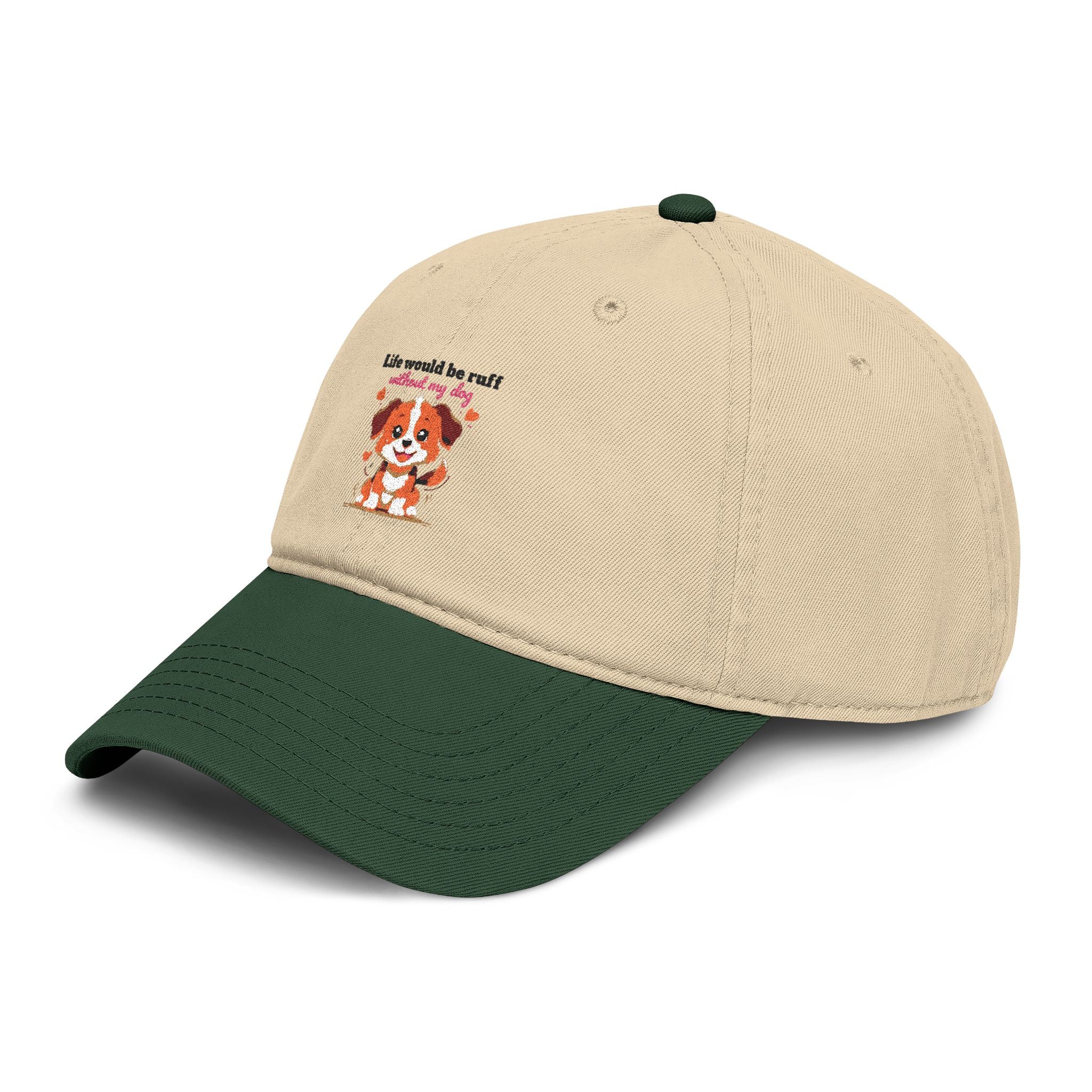 Life Would Be Ruff Puppy Embroidered Baseball Cap — Cute Dog Dad/Mom Hat
