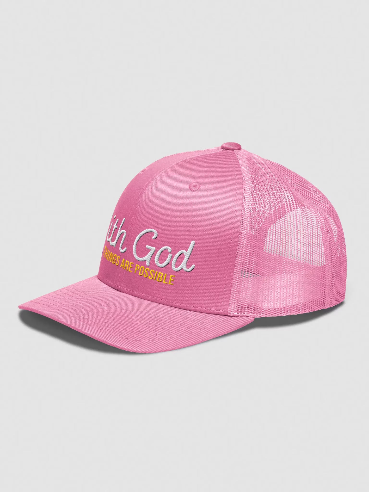 With God All things are possible Embroidered Trucker Hat