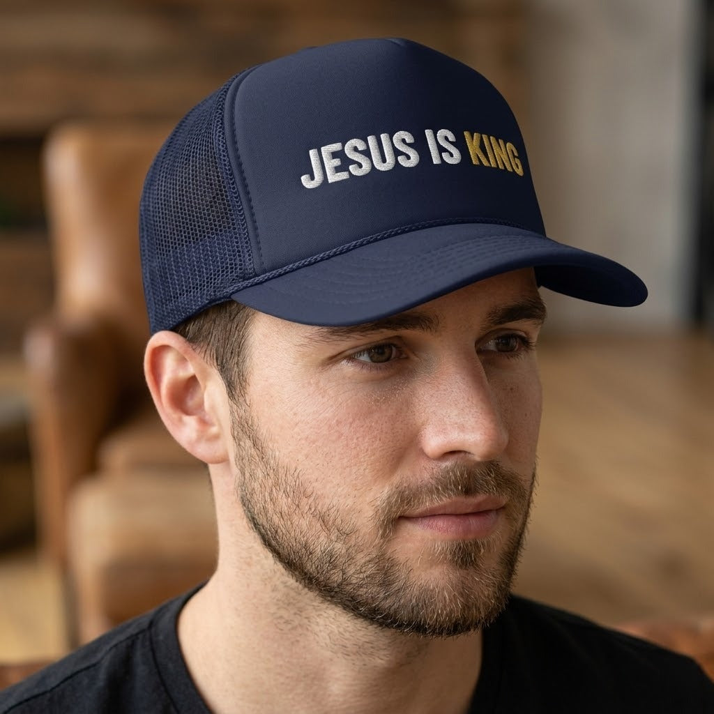 Jesus Is King Embroidered Trucker Hat