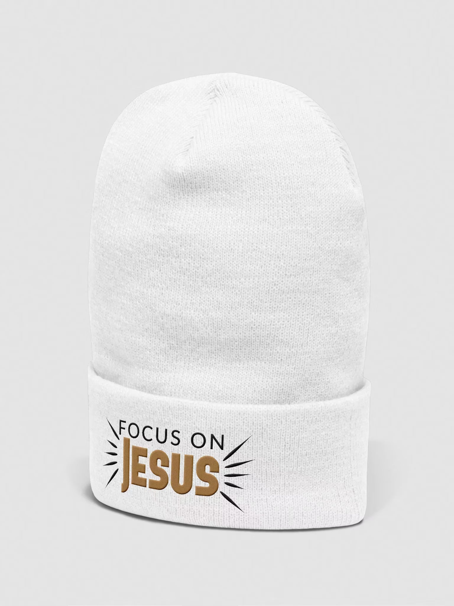 Focus on Jesus Embroidered Cuffed Beanie