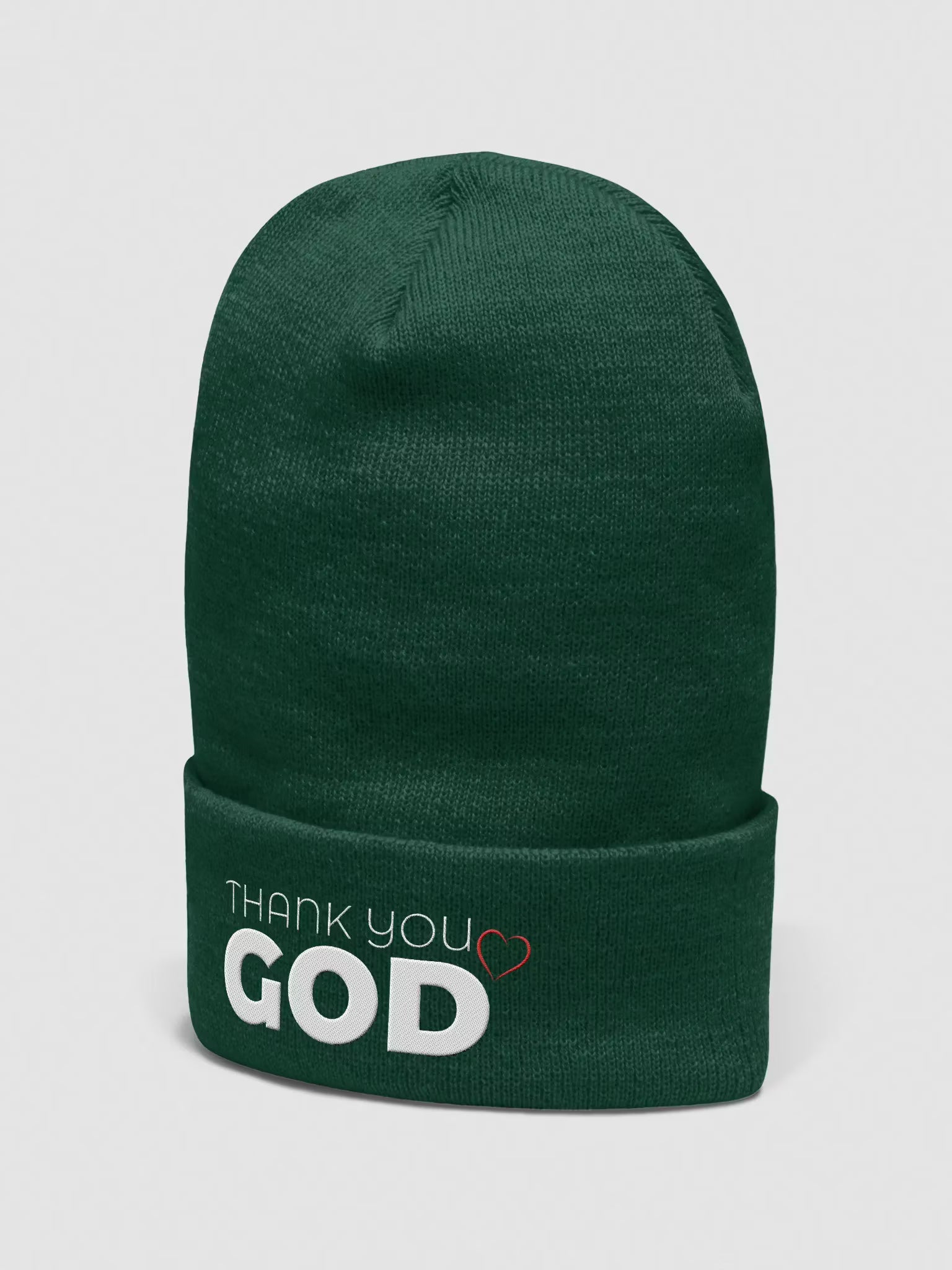 Thank you God Embroidered Cuffed Beanie
