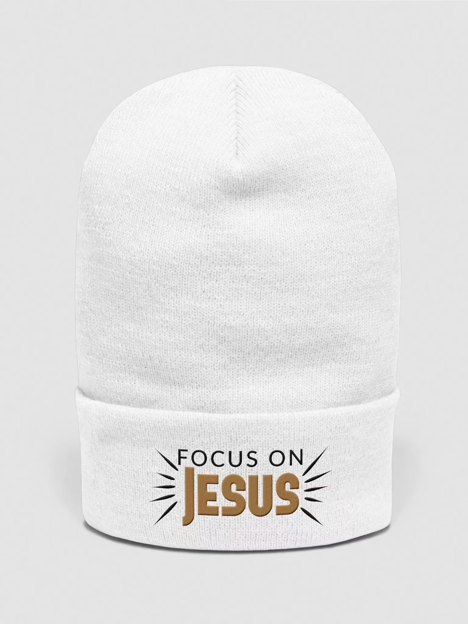 Focus on Jesus Embroidered Cuffed Beanie