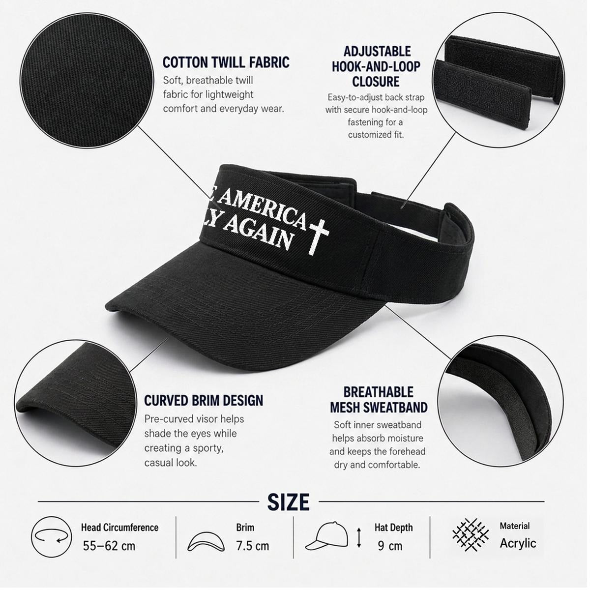Embroidery Open-Top Visor