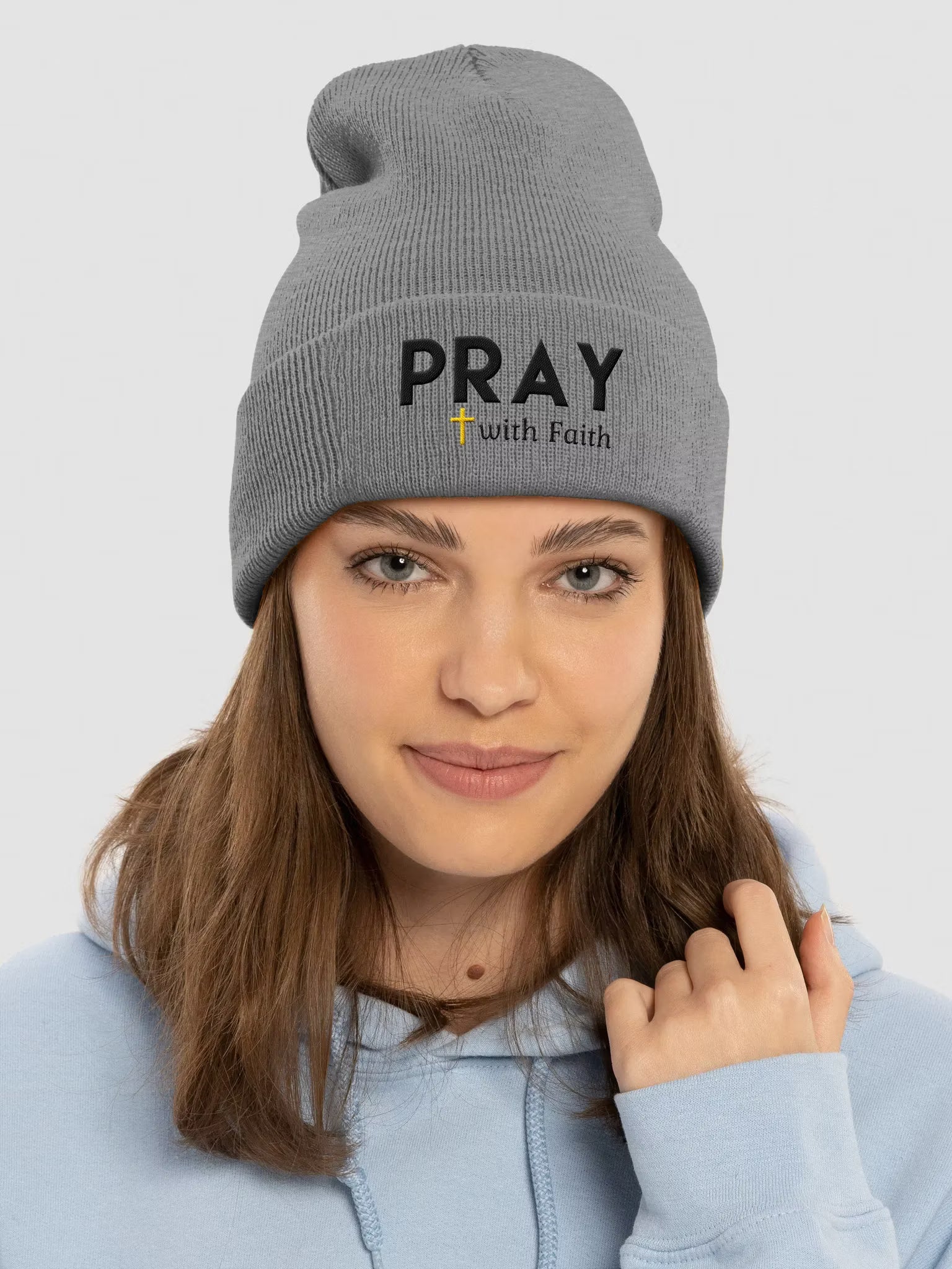 Pray with Faith Embroidered Cuffed Beanie