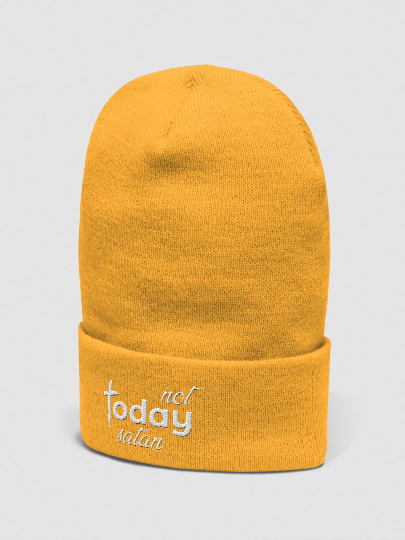 Not Today Satan Embroidered Cuffed Beanie