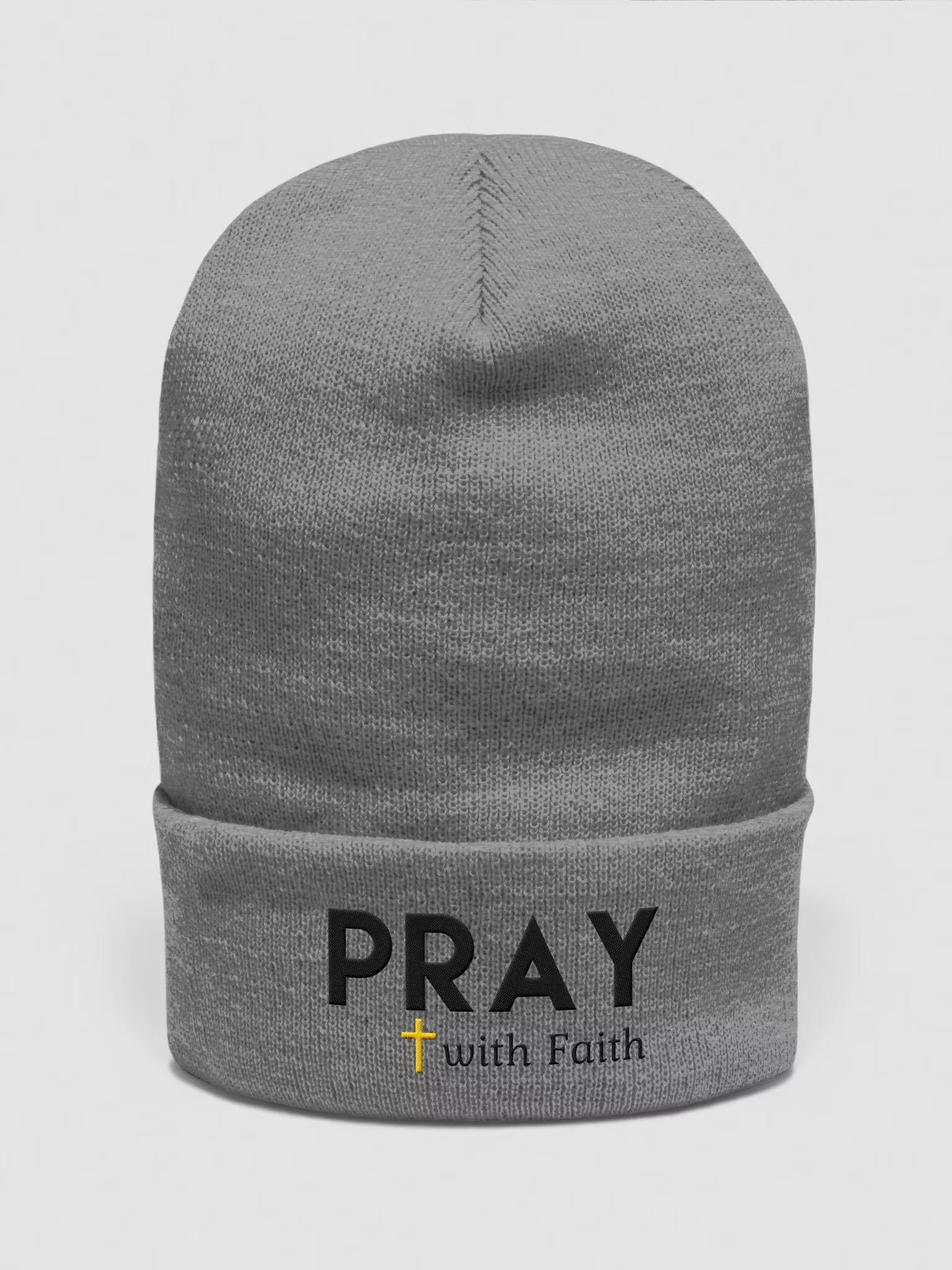 Pray with Faith Embroidered Cuffed Beanie