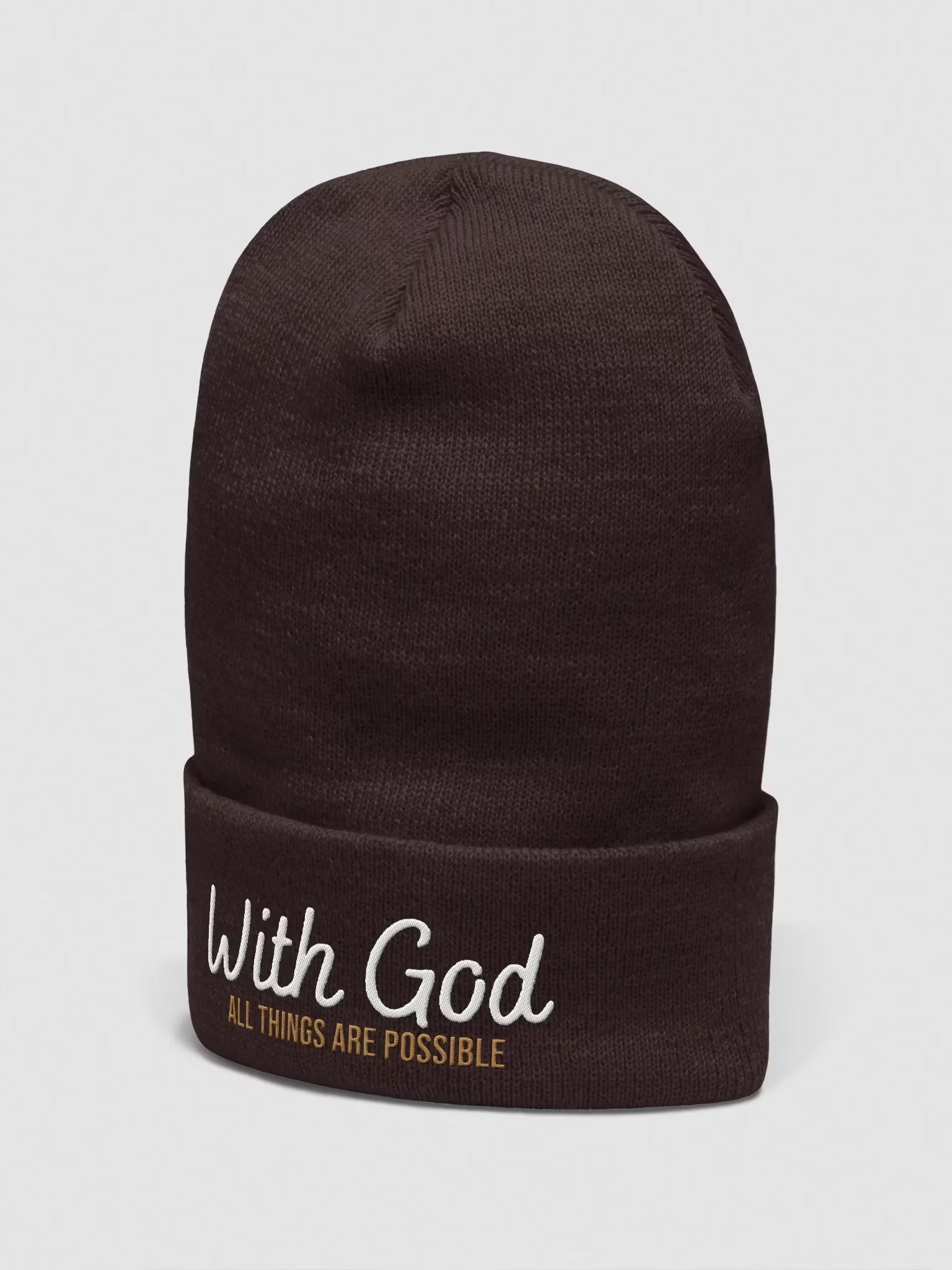 With God All things are possible Embroidered Cuffed Beanie