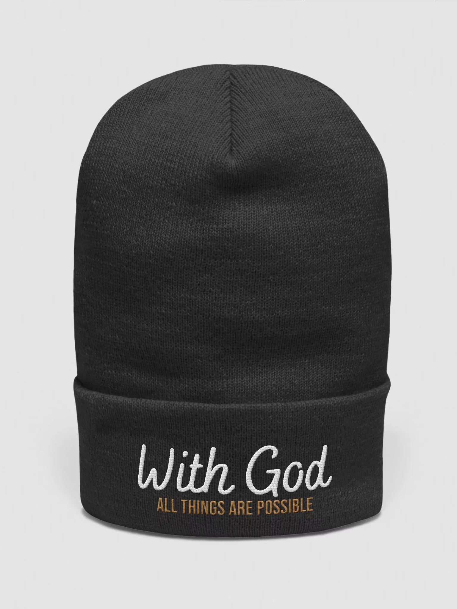 With God All things are possible Embroidered Cuffed Beanie