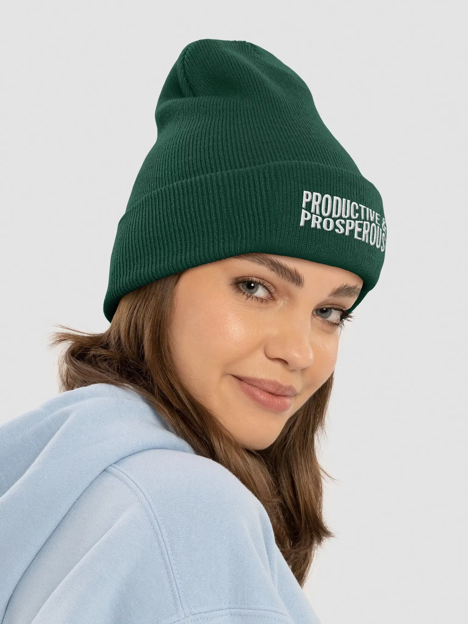 Productive & Prosperous Embroidered Cuffed Beanie