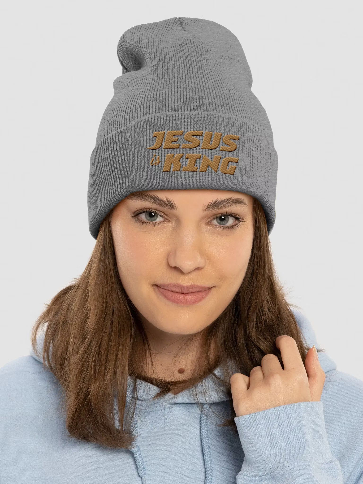 Jesus is King Cuffed Embroidered Beanie