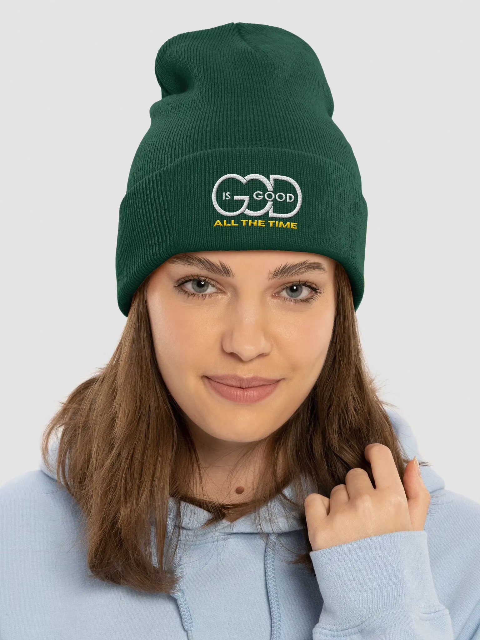 God is Good All the time Embroidered Cuffed Beanie