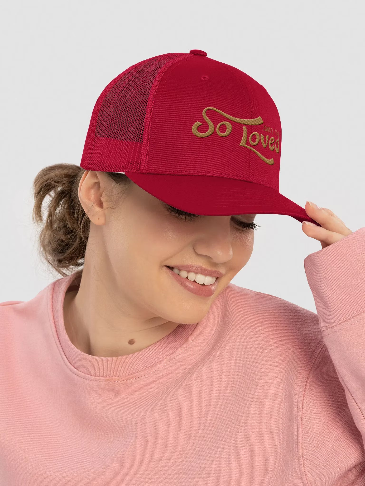 So Loved John 3 : 16 Embroidered Trucker Hat