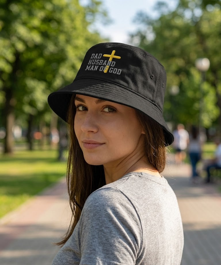 Dad Husband Man of God Embroidered Bucket Hat