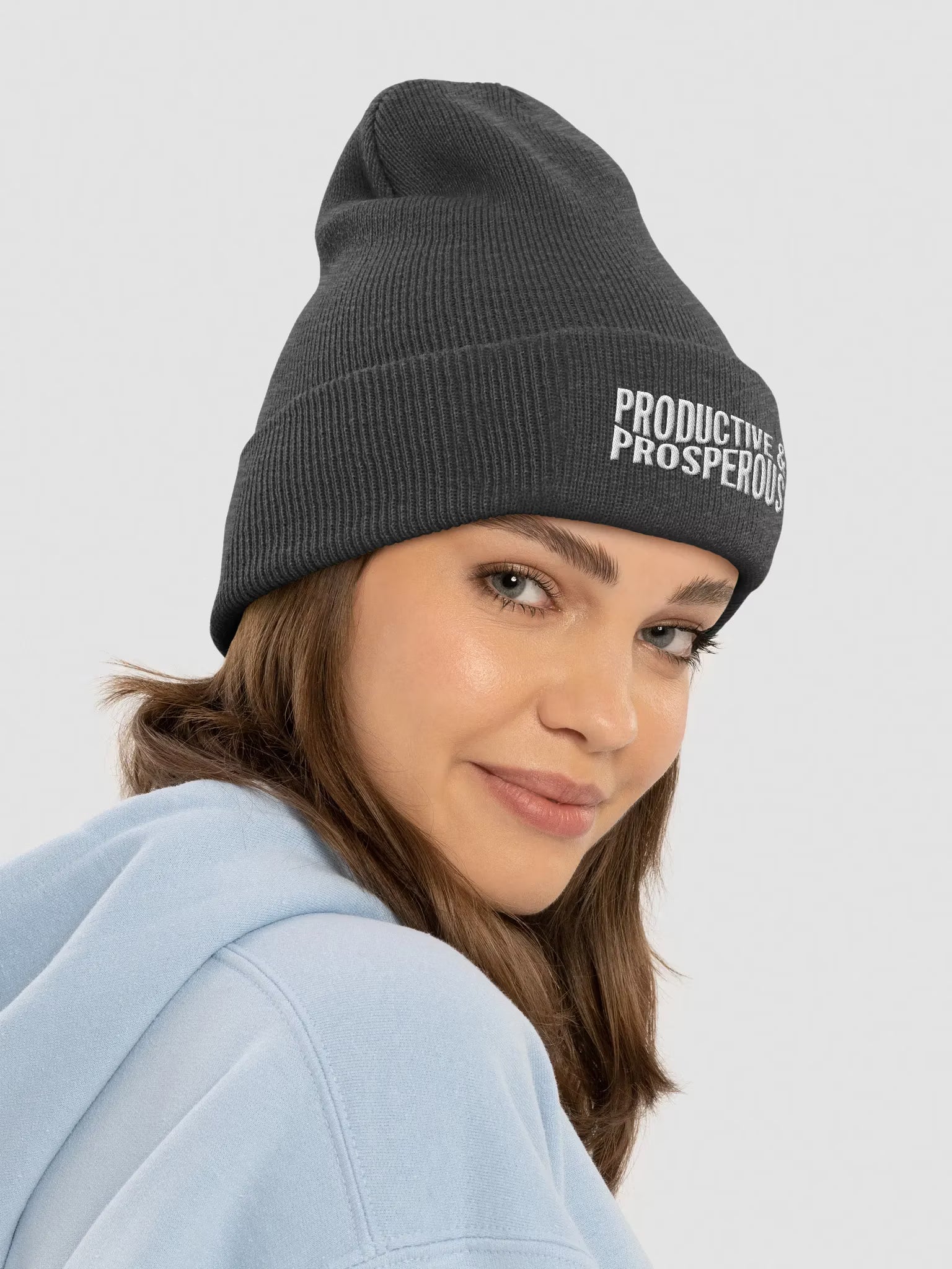 Productive & Prosperous Embroidered Cuffed Beanie