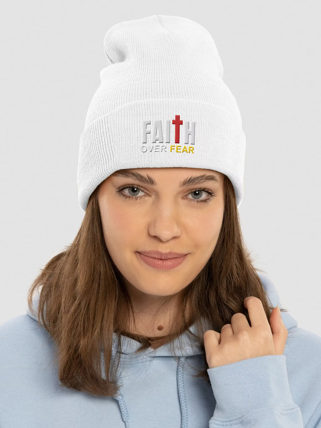 Faith Over Fear Embroidered Cuffed Beanie
