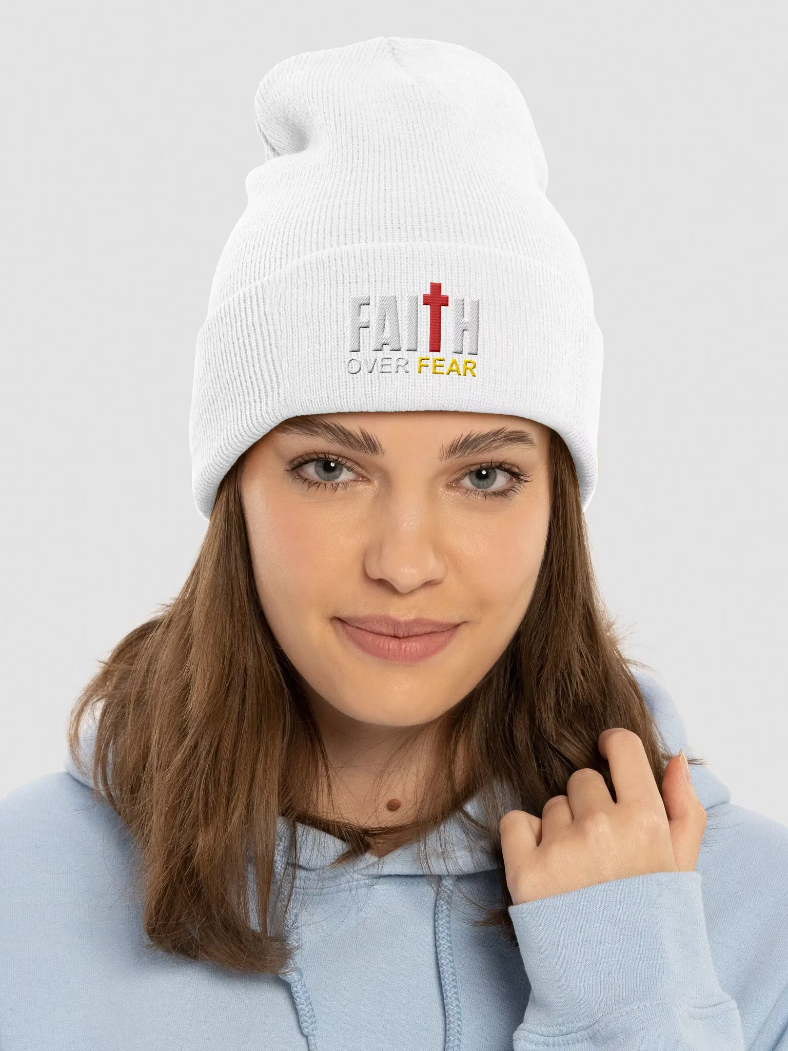 Faith Over Fear Embroidered Cuffed Beanie
