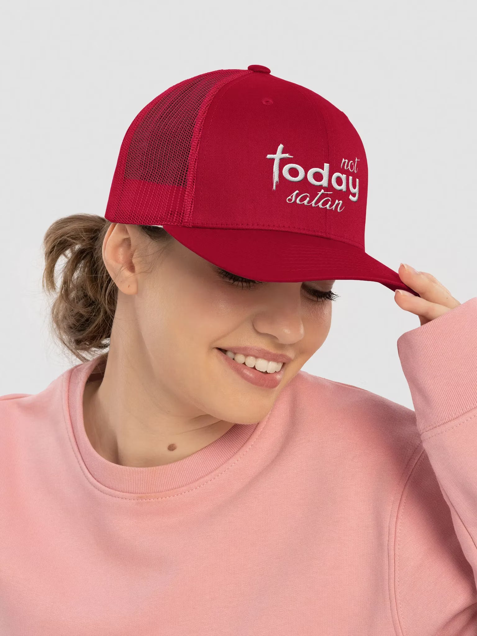 Not Today Satan Embroidered Trucker Hat