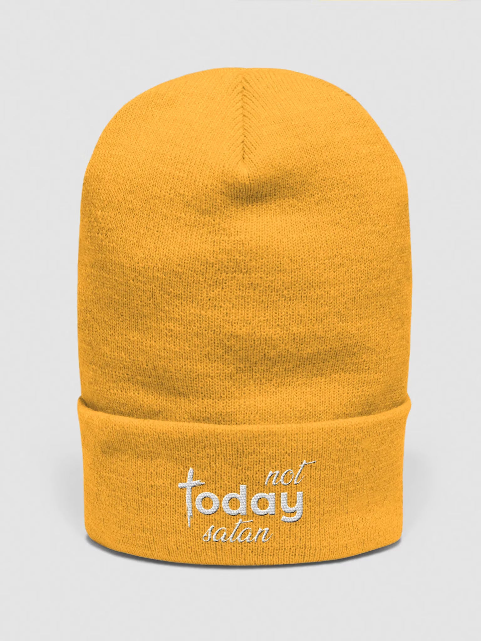 Not Today Satan Embroidered Cuffed Beanie