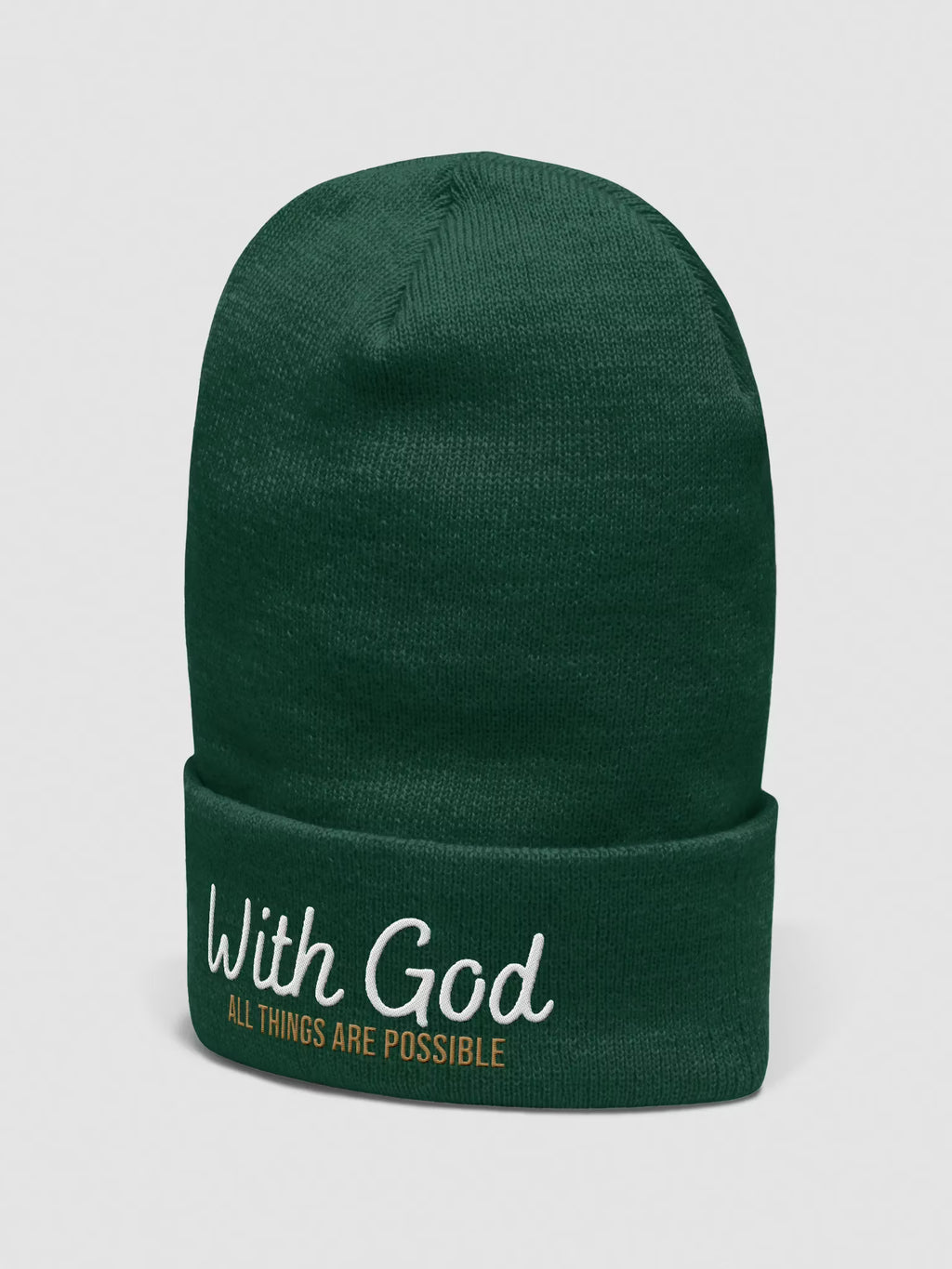 With God All things are possible Embroidered Cuffed Beanie