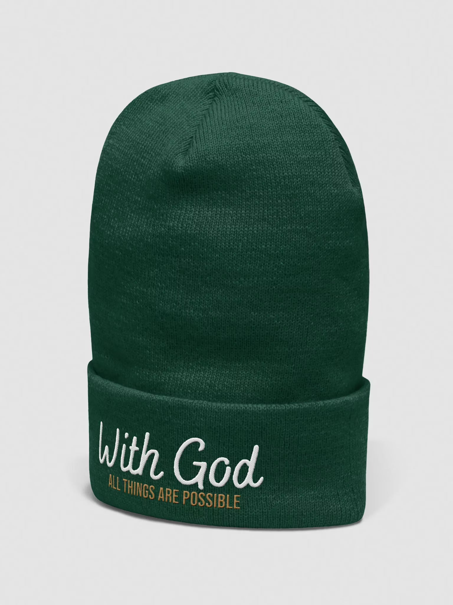 With God All things are possible Embroidered Cuffed Beanie