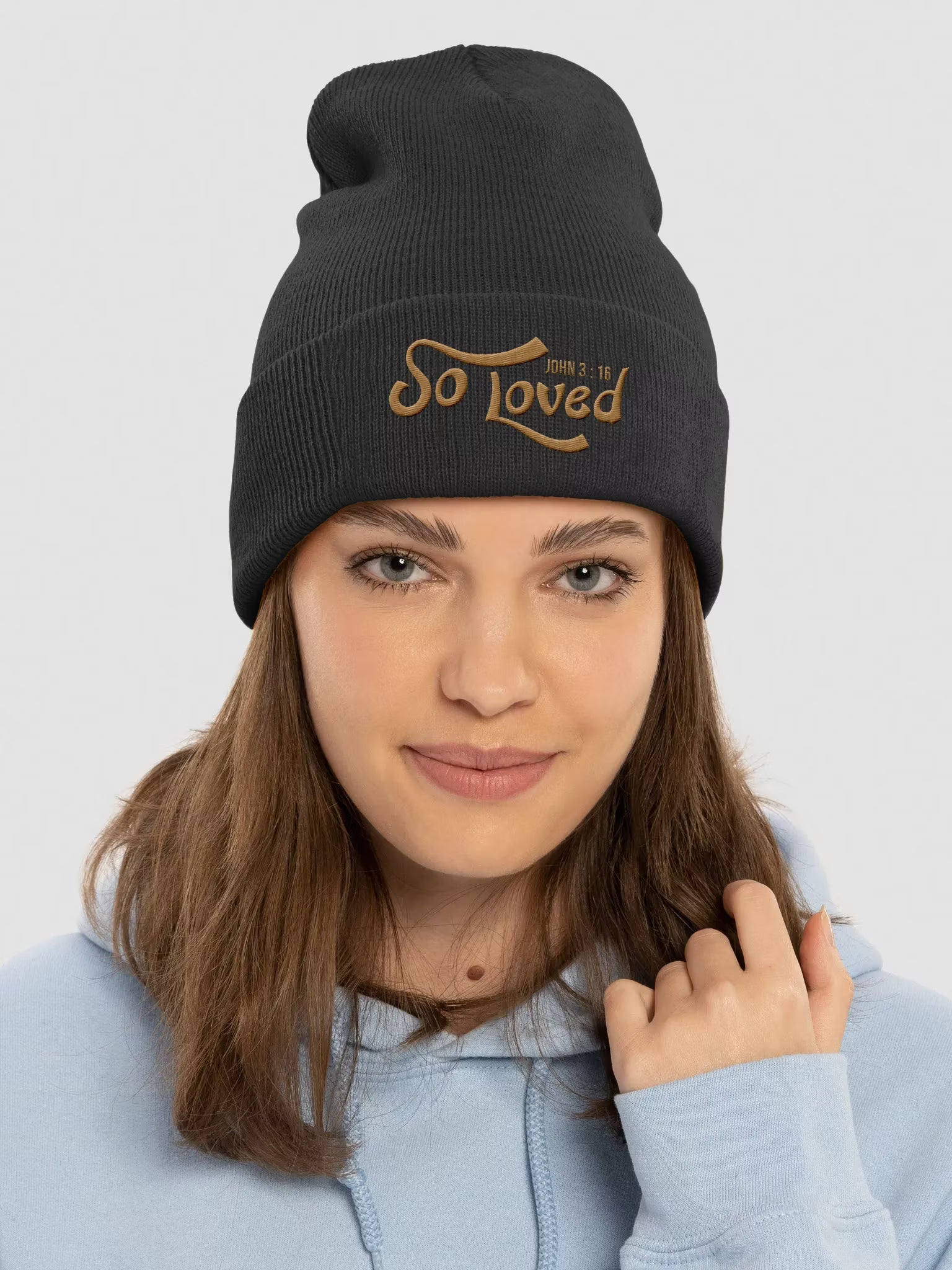 So Loved John 3 : 16 Embroidered Cuffed Beanie