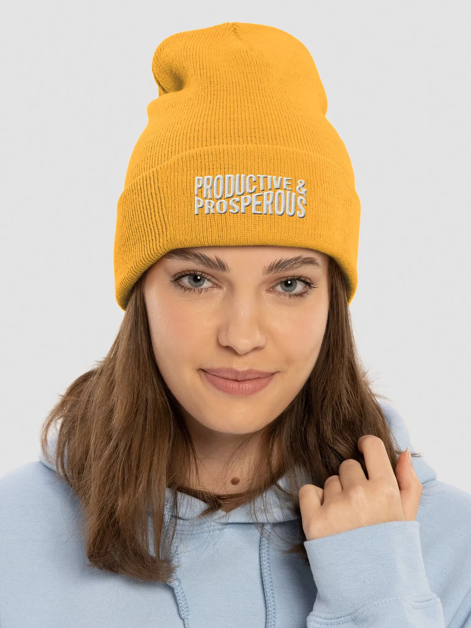 Productive & Prosperous Embroidered Cuffed Beanie