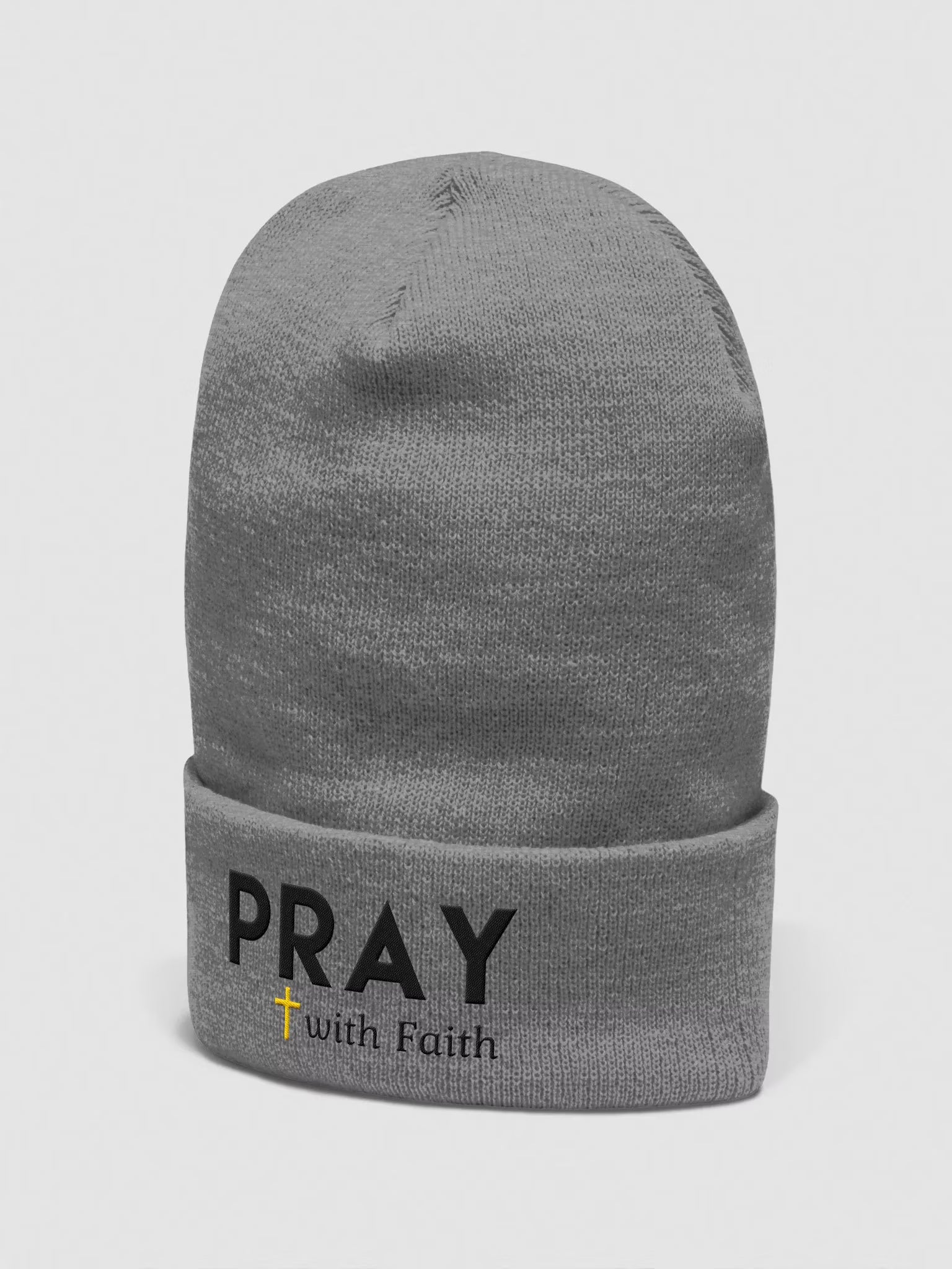 Pray with Faith Embroidered Cuffed Beanie