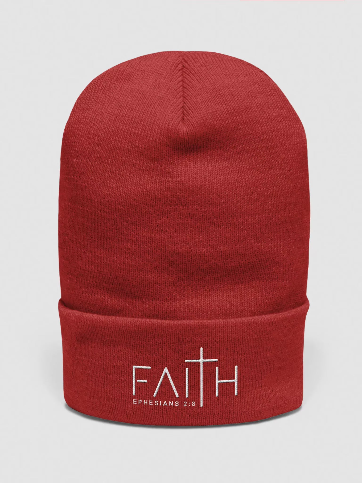 Faith - Ephesians 2 : 8 Embroidered Cuffed Beanie