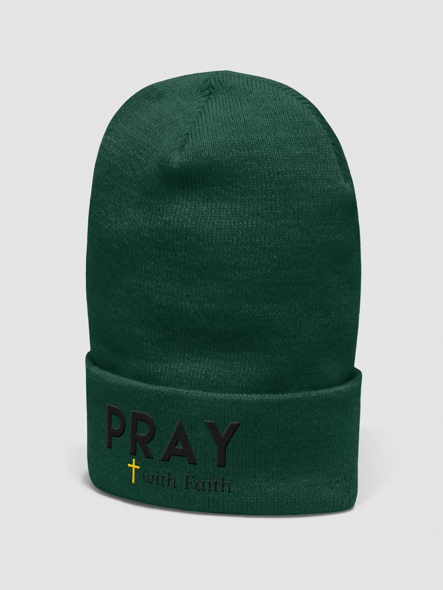 Pray with Faith Embroidered Cuffed Beanie