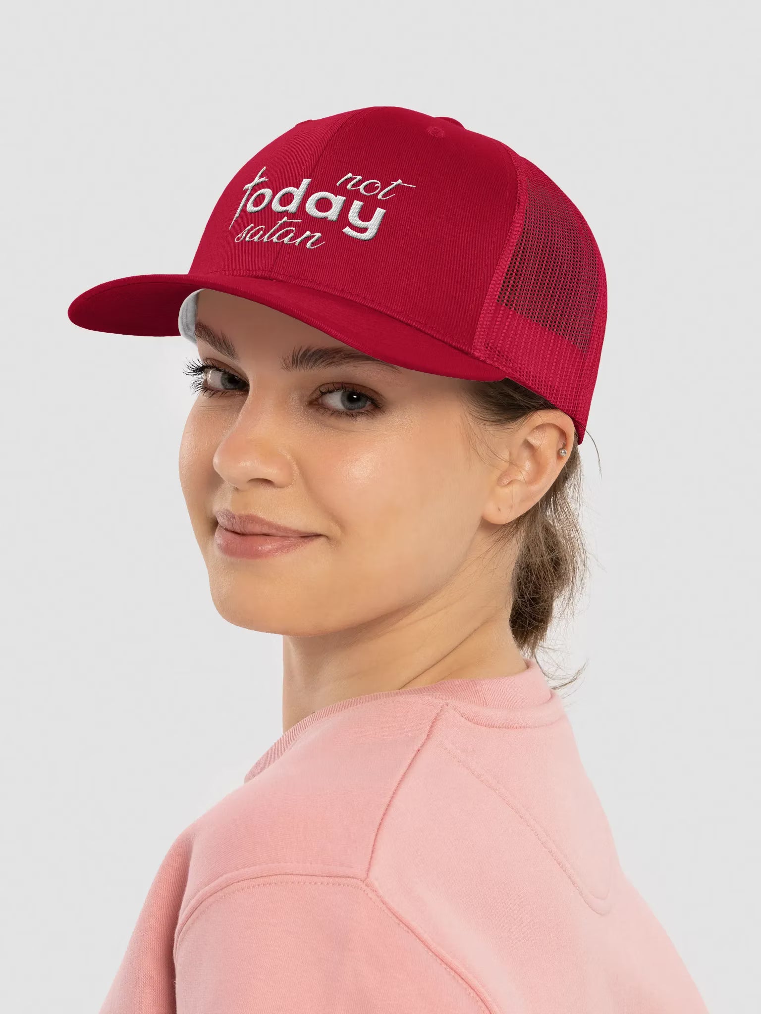 Not Today Satan Embroidered Trucker Hat
