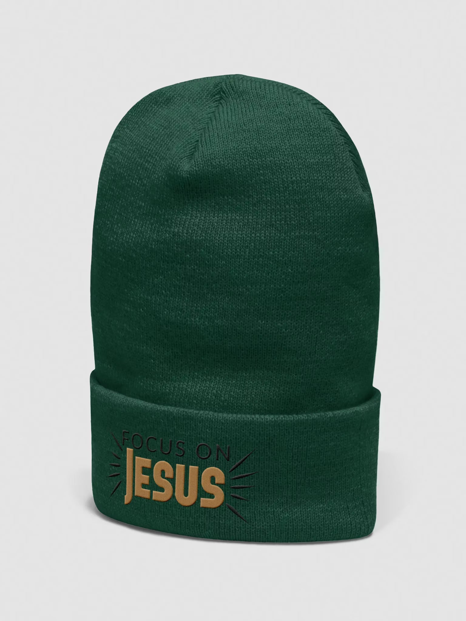 Focus on Jesus Embroidered Cuffed Beanie