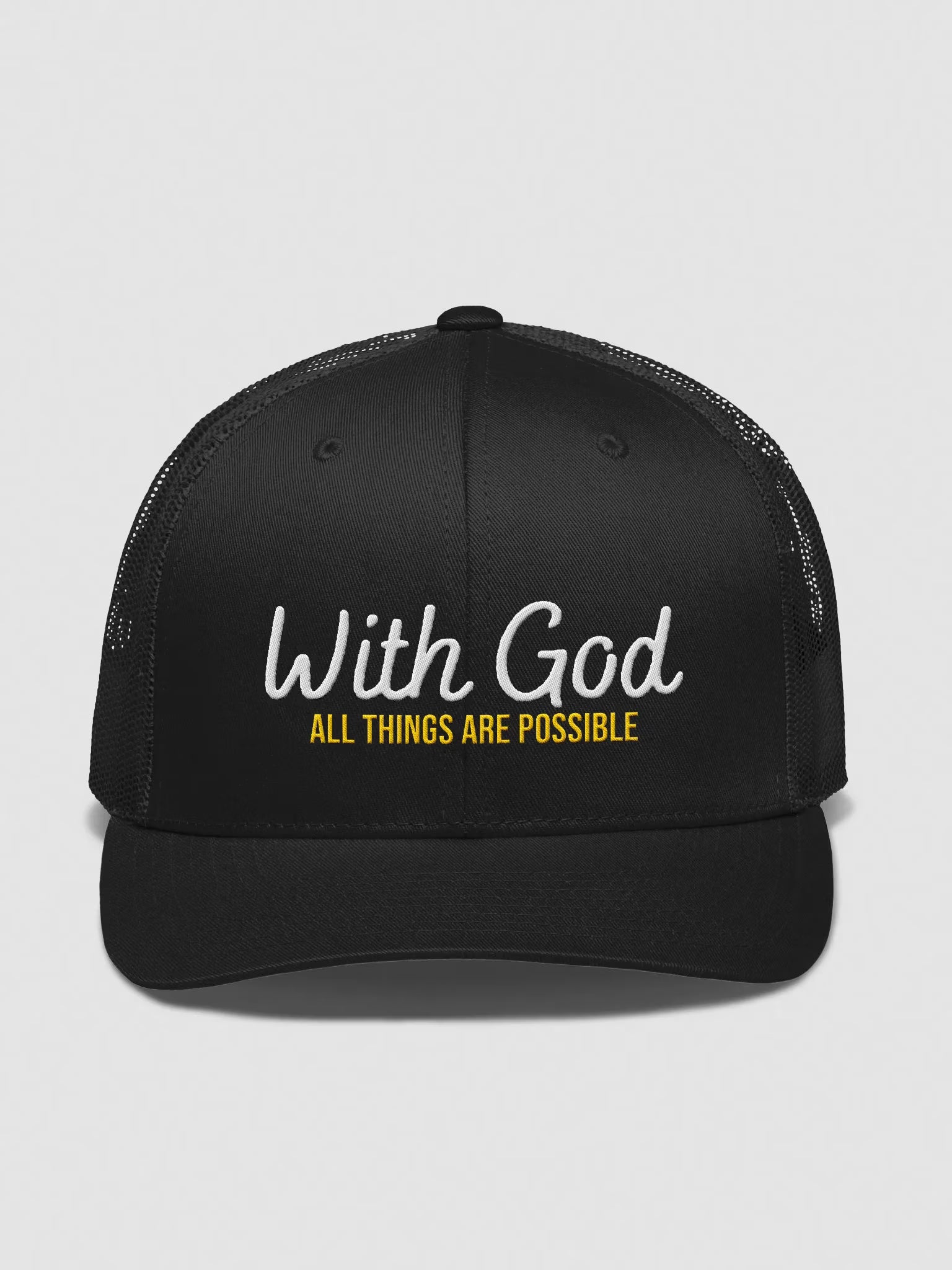 With God All things are possible Embroidered Trucker Hat