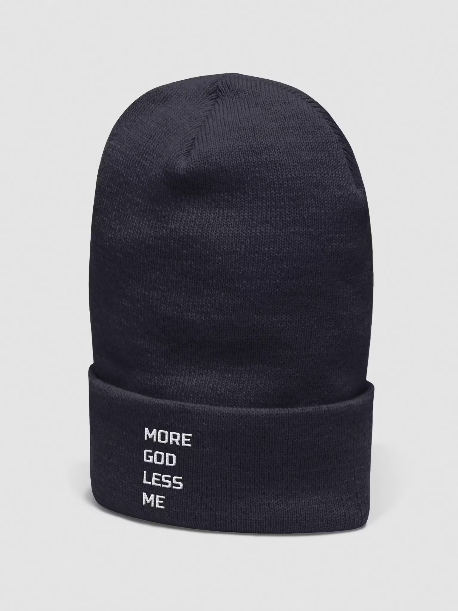 More God Less Me Embroidered Cuffed Beanie