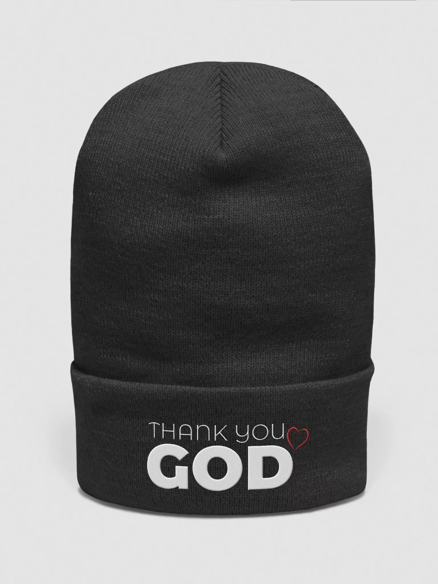Thank you God Embroidered Cuffed Beanie