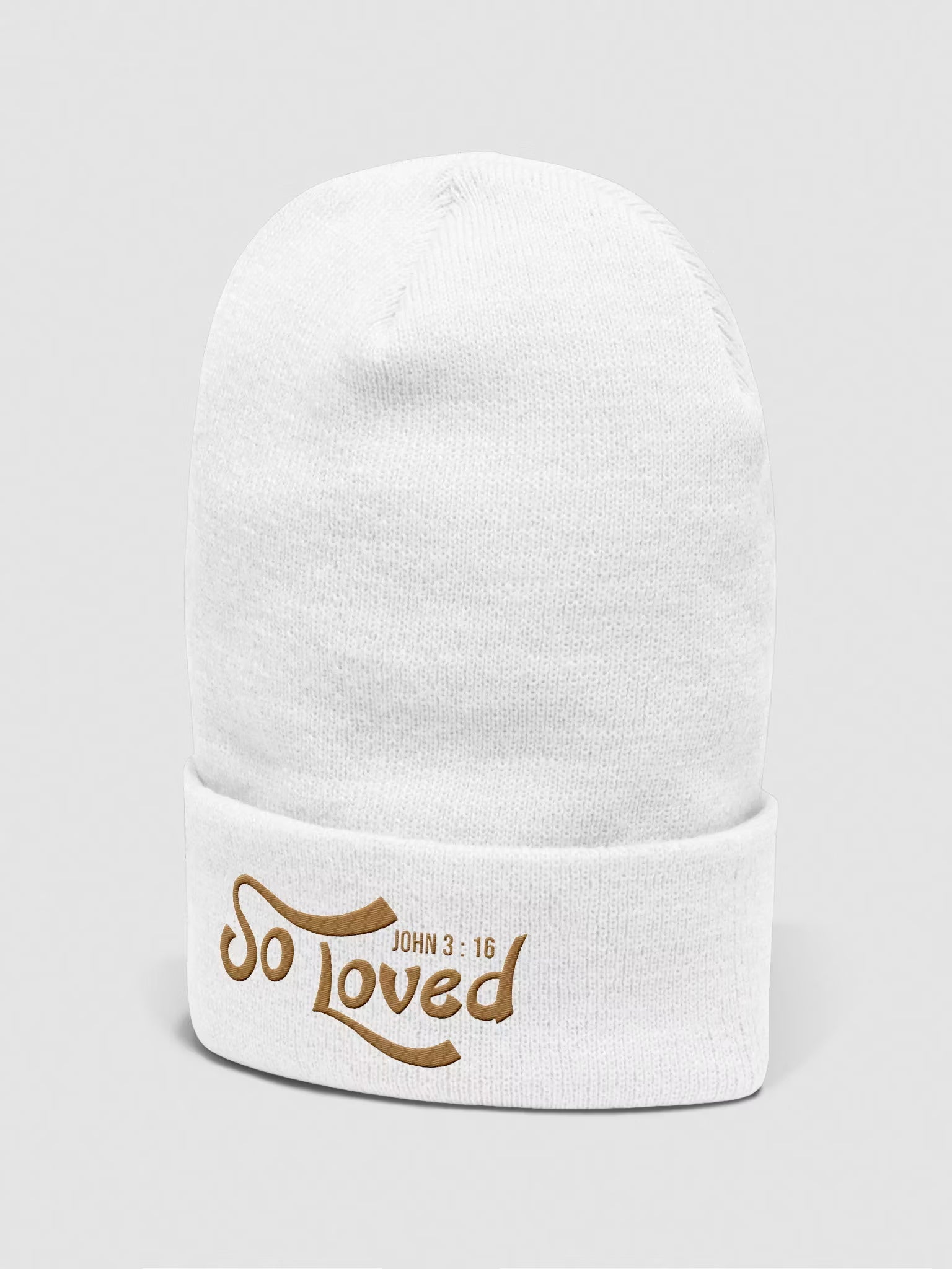 So Loved John 3 : 16 Embroidered Cuffed Beanie