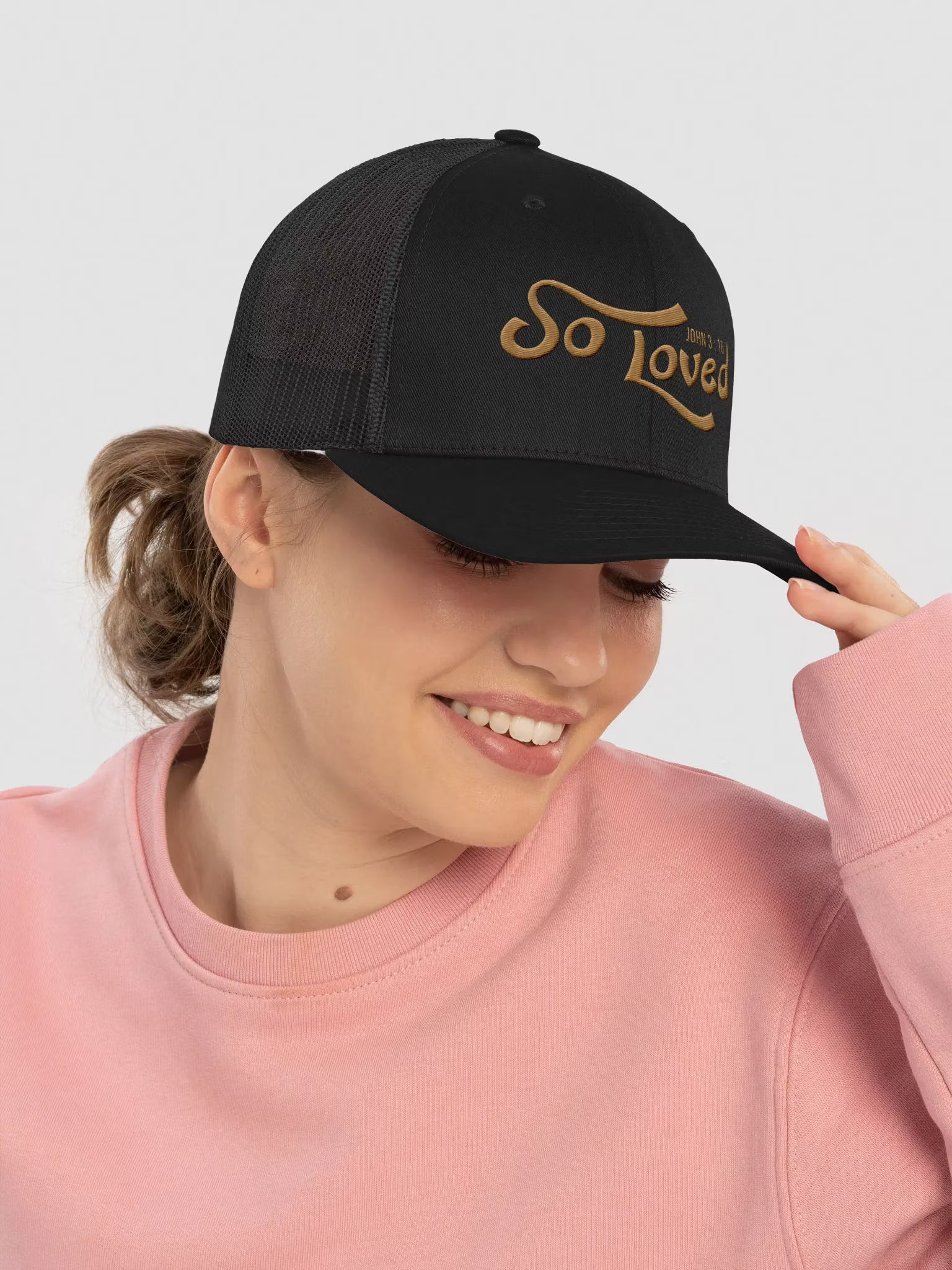 So Loved John 3 : 16 Embroidered Trucker Hat