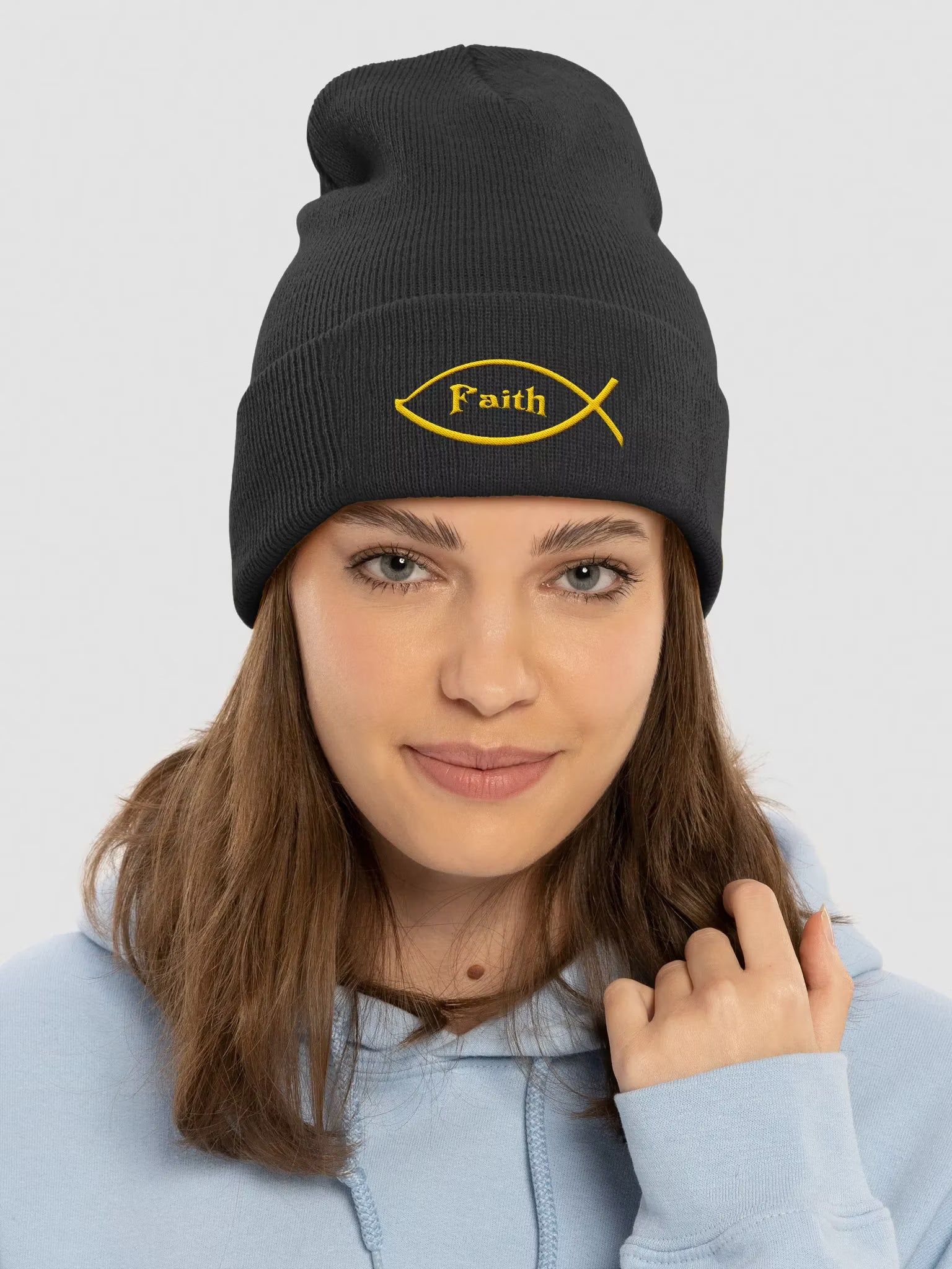 Faith Embroidered Cuffed Beanie