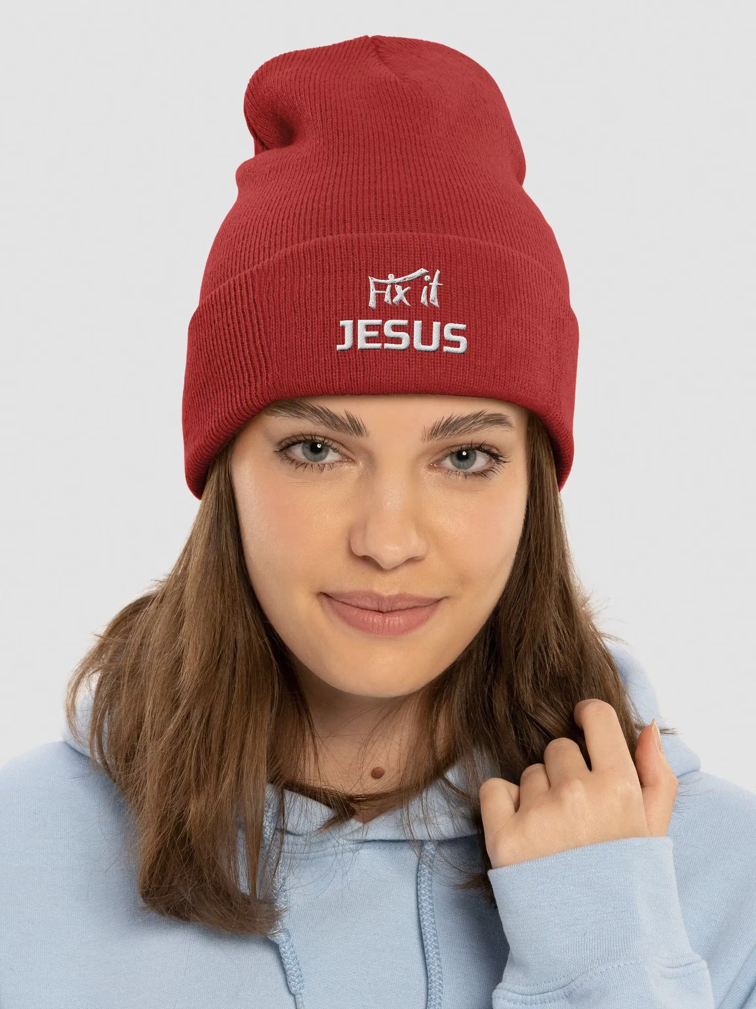 Fix it Jesus Embroidered Cuffed Beanie